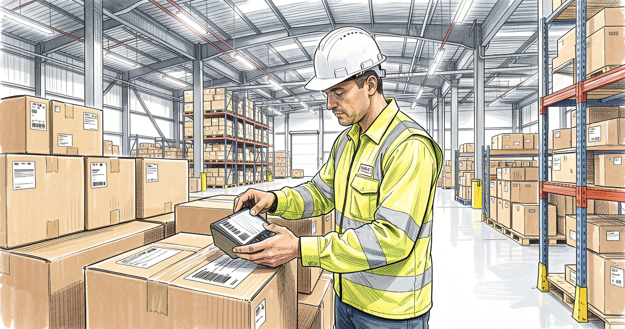 Préparateur de commandes travaillant dans un entrepôt logistique
