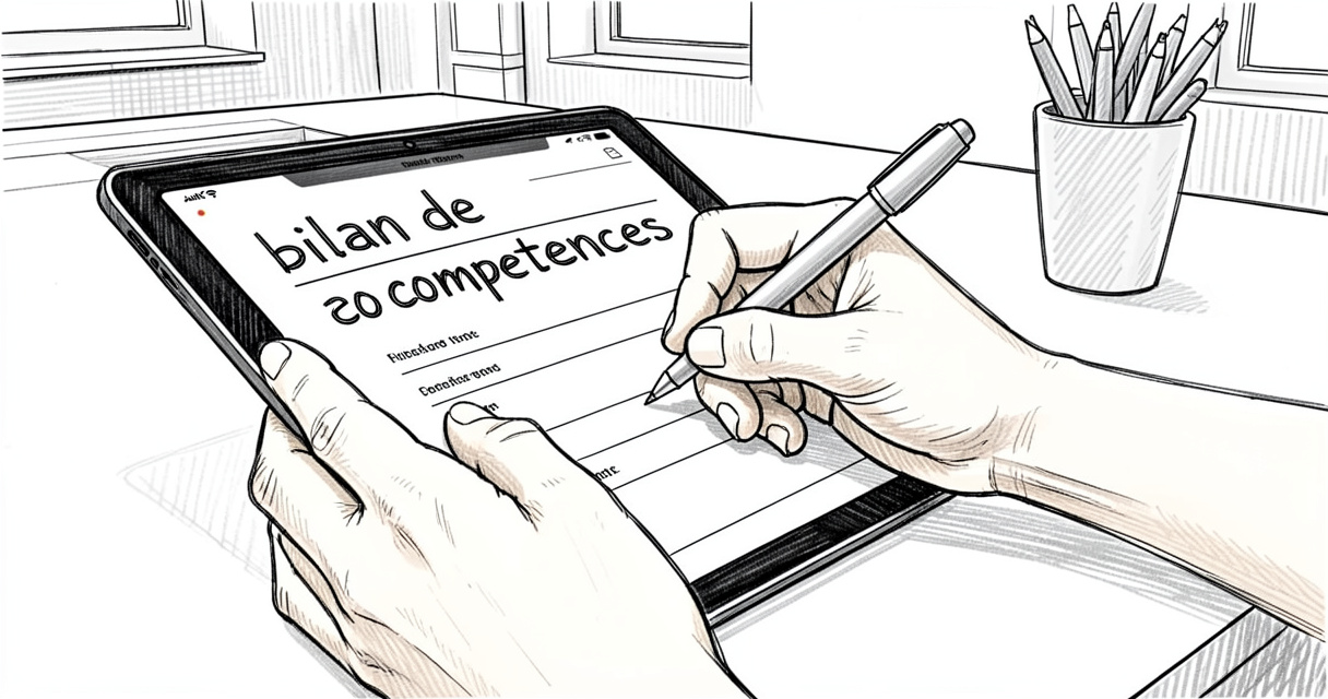 Remplir un questionnaire pour un bilan de compétences gratuit sur une tablette numérique