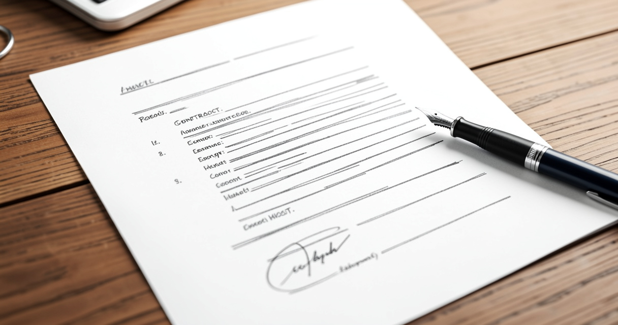 Document de contrat de travail à temps partiel avec stylo sur un bureau en bois