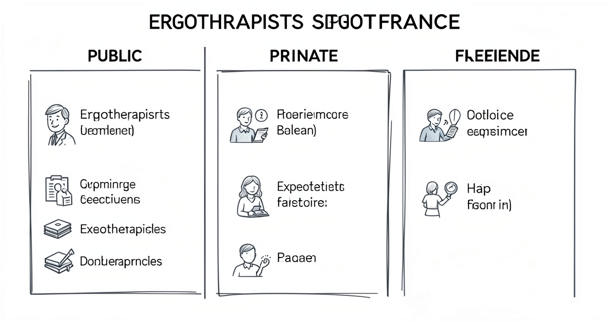 Infographie comparant les salaires des ergothérapeutes en France selon le secteur d'activité et l'expérience