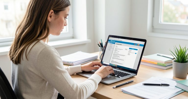 Candidate vérifiant une offre d’alternance sur son ordinateur