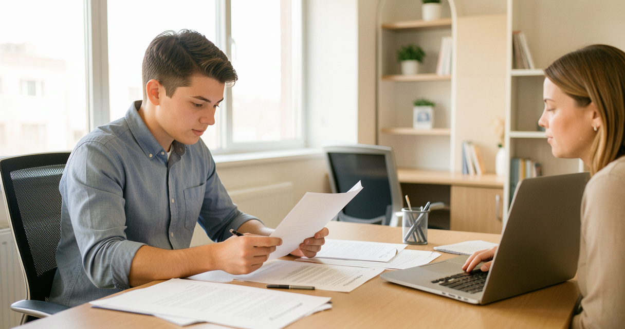 Alternante préparant un changement d'entreprise en alternance